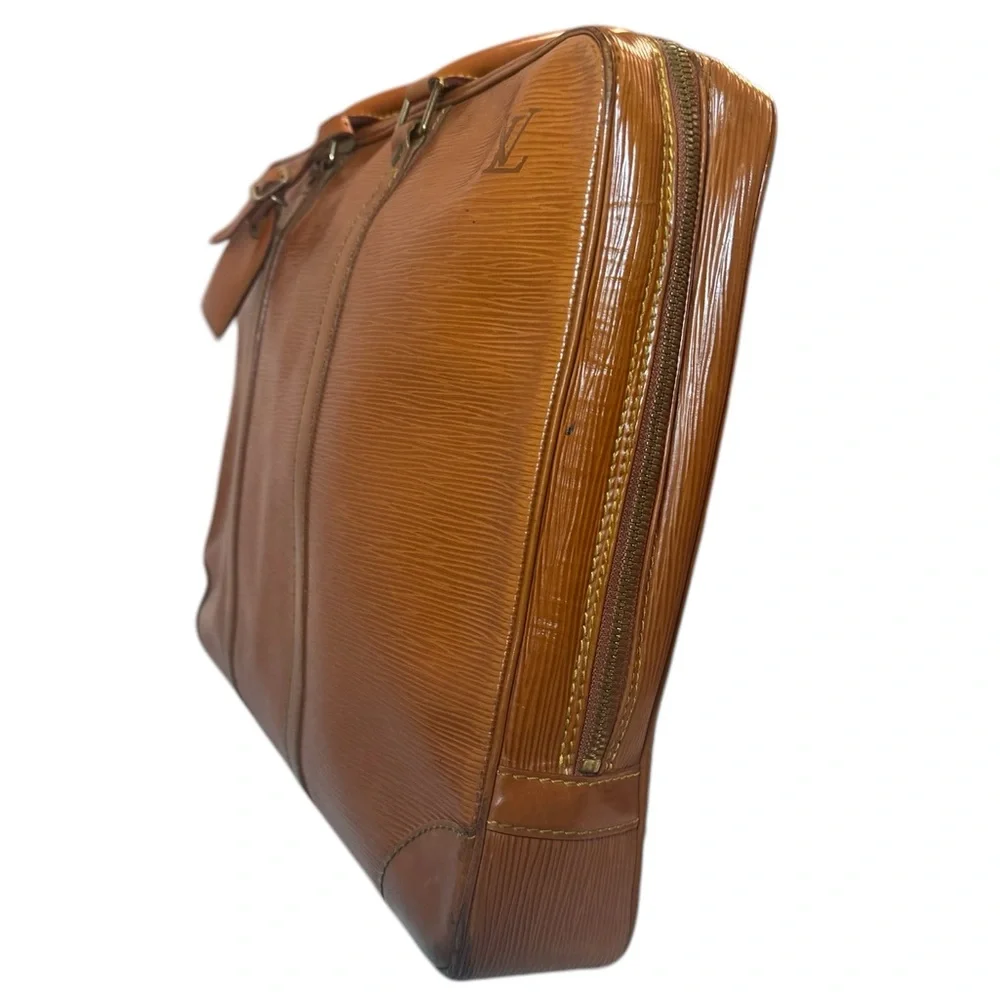 Louis Vuitton Epi Porte Documents Voyage Business Bag Briefcase Brown Leather
